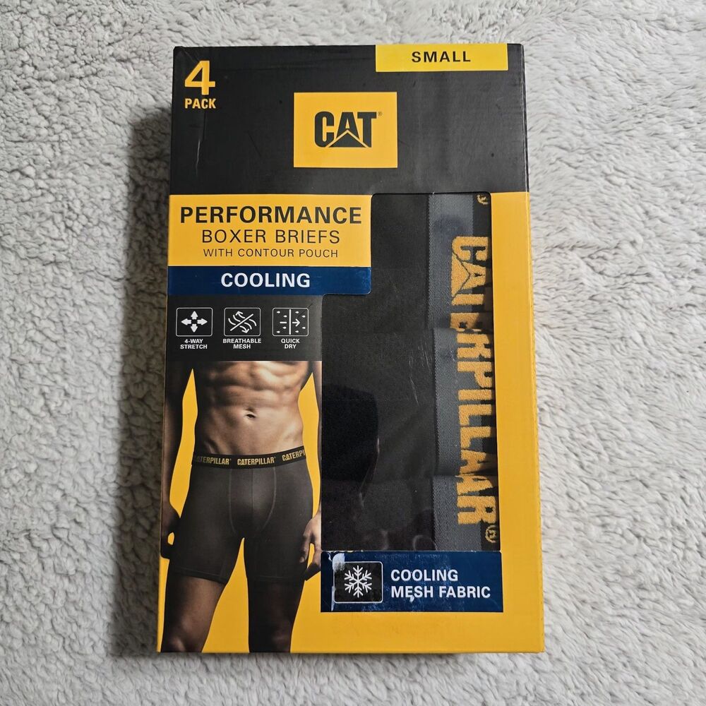 CAT 4-Pack Performance Boxer Briefs Coolin Contour Pouch Breathability Small New